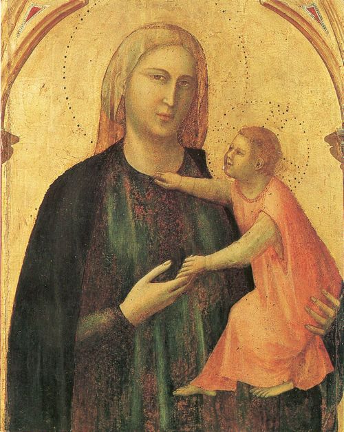 Giotto di Bondone: Polyptychon der Badia, Detail Mutter Gottes mit dem Kind