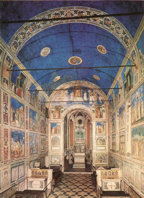 Giotto di Bondone: Fresken in der Arenakapelle in Padua, Gesamtansicht zum Altar