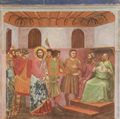 Giotto di Bondone: Fresken in der Arenakapelle in Padua, Szene: Christus vor Kaiphas