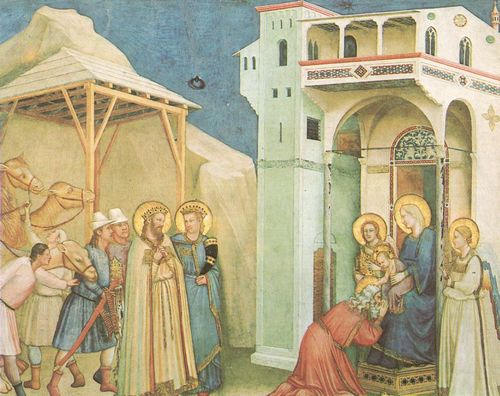 Giotto di Bondone: Fresken in der Kirche San Francesco in Assisi, Szene: Die Anbetung der Knige