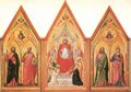 Giotto di Bondone: Polyptychon Stefaneschi, Rckseite: Thronender Petrus, Heilige