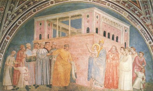 Giotto di Bondone: Fresken in der Bardi-Kapelle, Kirche Santa Croce in Florenz, Szene: Der Verzicht auf die Habe