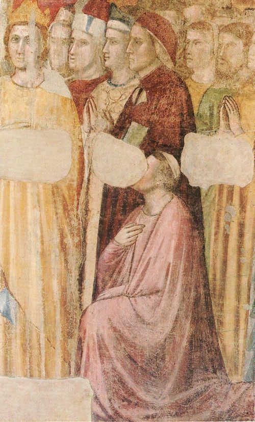 Giotto di Bondone: Das Jngste Gericht, Detail der Auserwhlten, darunter ein Bildnis Dante