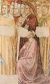 Giotto di Bondone: Das Jüngste Gericht, Detail der Auserwählten, darunter ein Bildnis Dante
