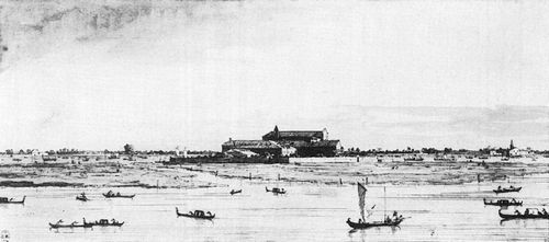 Canaletto (I): Insel S. Elena, im Hintergrund der Lido