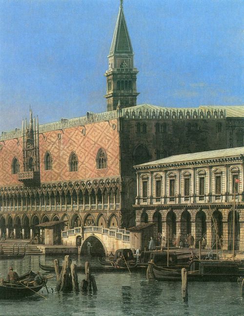 Canaletto (I): Ausschnitt aus: Molo, Blick nach Westen mit Dogenpalast und Staatsgefngnis