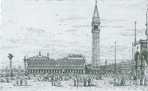 Canaletto (I): Piazetta, Blick nach Westen, mit Bibliothek und Campanile