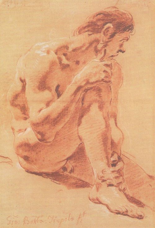 Tiepolo, Giovanni Battista: Studie eines sitzenden mnnlichen Aktes