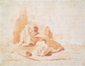 Tiepolo, Giovanni Battista: Studie zweier Männerakte in einer Landschaft