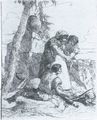 Tiepolo, Giovanni Battista: Magier und andere Figuren betrachten einen brennenden Scheiterhaufen mit Mnnerkopf