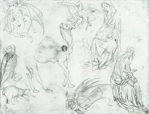 Pisanello: Musterblatt mit lesender Maria