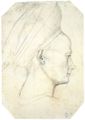 Pisanello: Modellstudie eines Frauenkopfes mit Haube