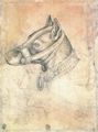 Pisanello: Kopf des Hundes zum Georgswandbild und, darunterliegend, der von Pisanello gepauste Prinzessinnenkopf