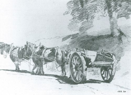 Constable, John: Ein Fuhrwerk und ein Paar Pferde in Hampstead