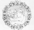 Runge, Philipp Otto: Sich kssendes Paar in einem Kranz von Rosen, Titelblatt der Minnelieder von Tieck