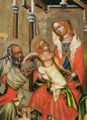 Meister von Hohenfurth: Anbetung der Heiligen Drei Könige, Detail, Maria mit Kind und erstem König