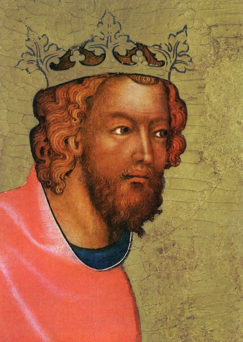 Meister von Hohenfurth: Anbetung der Heiligen Drei Knige, Detail, Kopf des zweiten Knigs