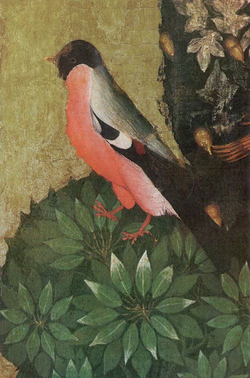 Meister von Hohenfurth: Christus am lberg, Detail, Vogel auf dem Baum