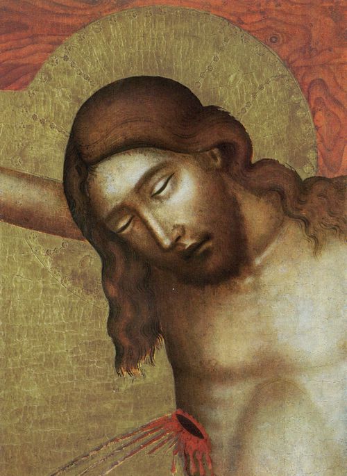 Meister von Hohenfurth: Kreuzigung Christi, Detail der Figur Christi