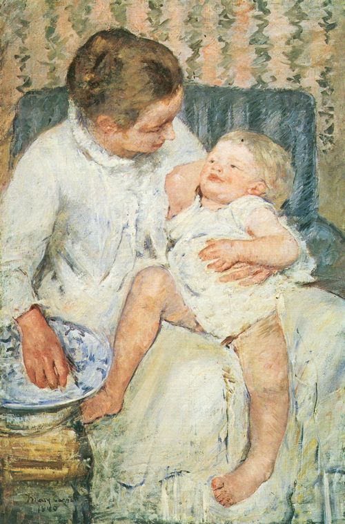 Cassatt, Mary: Mutter beim Waschen des mden Kindes