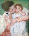 Cassatt, Mary: Klein-Anne, Finger lutschend, von der Mutter umarmt