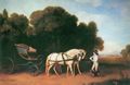 Stubbs, George: Park Phaeton mit Paar weißer Ponys unter der Führung eines Stalljungen mit Hund
