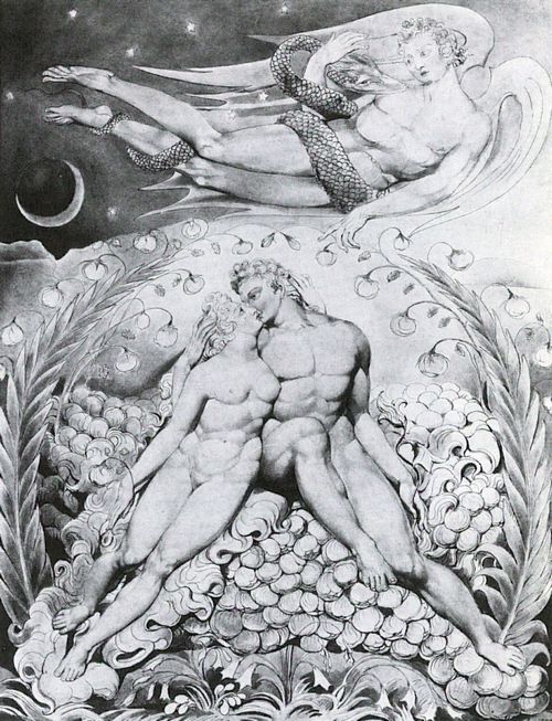 Blake, William: Milton's »Paradise Lost: Satan belauert Adam und Eva«