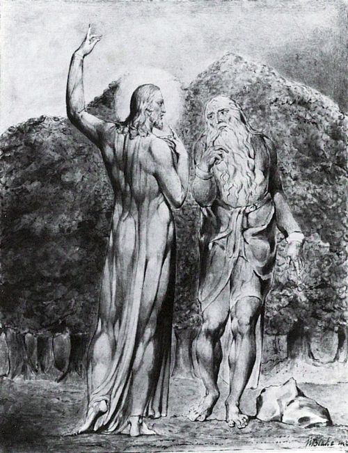 Blake, William: Milton's Das wiedergewonnene Paradies: Christus wird von Satan versucht, die Steine in Brot zu verwandeln