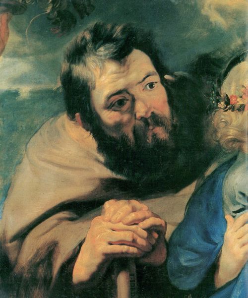 Jordaens, Jakob: Die Heilige Familie mit dem Hl. Johannes, seinen Eltern und Engeln; Detail