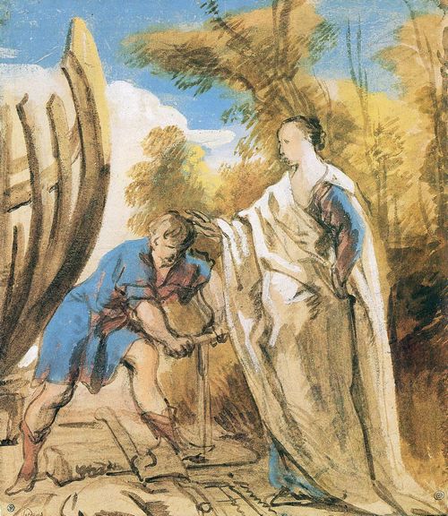 Jordaens, Jakob: Odysseus baut ein Schiff bevor er sich von Calypso verabschiedet