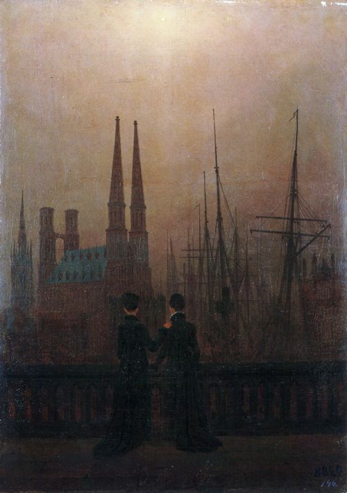 Friedrich, Caspar David: Die Schwestern auf dem Sller am Hafen (Nchtlicher Hafen)