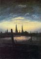 Friedrich, Caspar David: Stadt bei Mondaufgang (Stadt am Wasser bei untergehender Sonne)