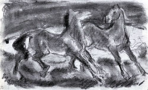 Marc, Franz: Zwei Pferde in dunkler Landschaft