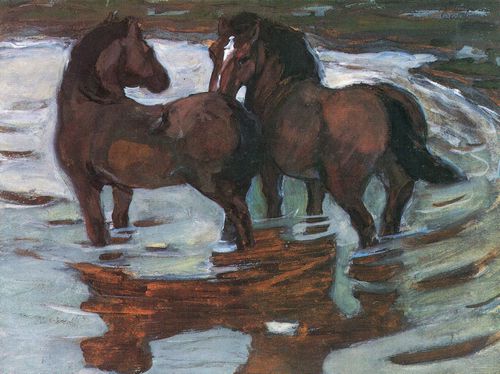 Marc, Franz: Zwei Pferde in der Schwemme