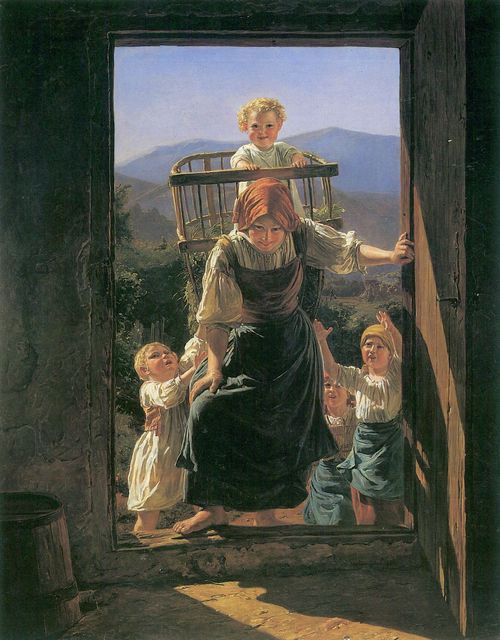 Waldmller, Ferdinand Georg: Heimkehrende Mutter mit ihren Kindern