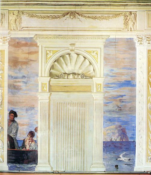 Mares, Hans von: Fresko in Neapel, Meereslandschaft, Nordwand, rechter Teil