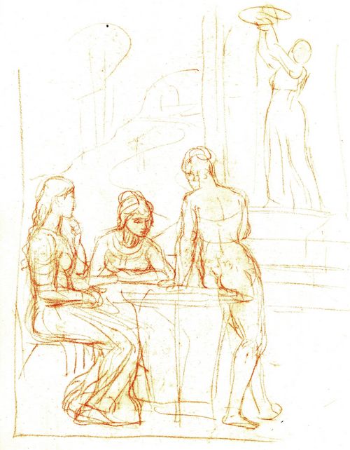 Mares, Hans von: Szene mit drei Frauen