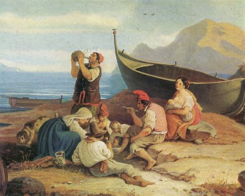Richter, Adrian Ludwig: Blick von Bajae auf Capri, Detail
