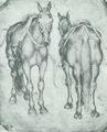 Pisanello: Zwei Pferde gesattelt und angeschirrt