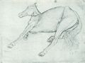 Pisanello: Liegendes Pferd