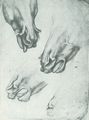 Pisanello: Vier Studien von Pferdemulern mit schlitzartigen Nstern