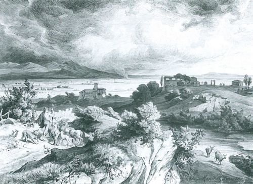 Kanoldt, Edmund: Römische Landschaft mit Hirt und Schafherde