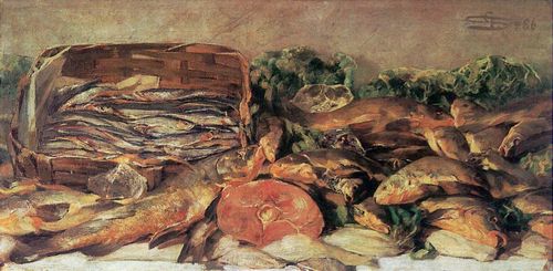 Segantini, Giovanni: Stillleben mit Fischen