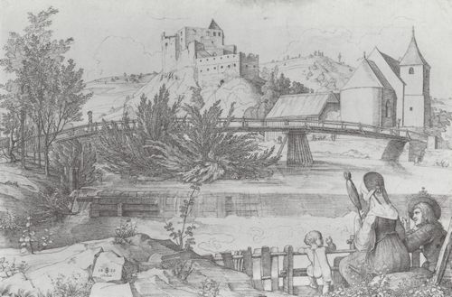 Schnorr von Carolsfeld, Julius: Burg Wezlas mit Holzbrcke und Wehr