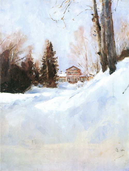Serow, Walentin Alexandrowitsch: Winter in Abramtsewo. Das Herrenhaus
