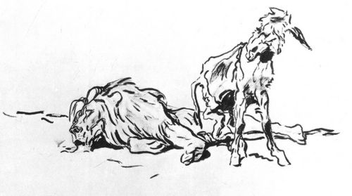 Serow, Walentin Alexandrowitsch: Ein alter Lwe. Zeichnung fr Krylow's Fabel