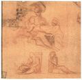 Correggio: Zwei Figuren vor einem Altar; eine Sibylle (recto)