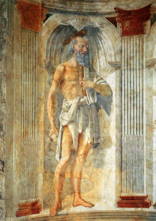 Ghirlandaio, Domenico: Florenz, Pieve di Sant'Andrea: Die Heiligen, Barbara, Hieronymus und Antonius Abbas, Detail Hieronymus