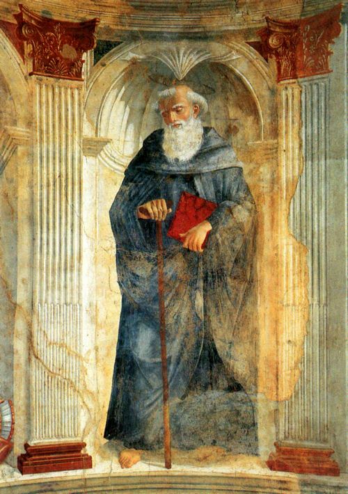 Ghirlandaio, Domenico: Florenz, Pieve di Sant'Andrea: Die Heiligen, Barbara, Hieronymus und Antonius Abbas, Detail Antonius Abbas