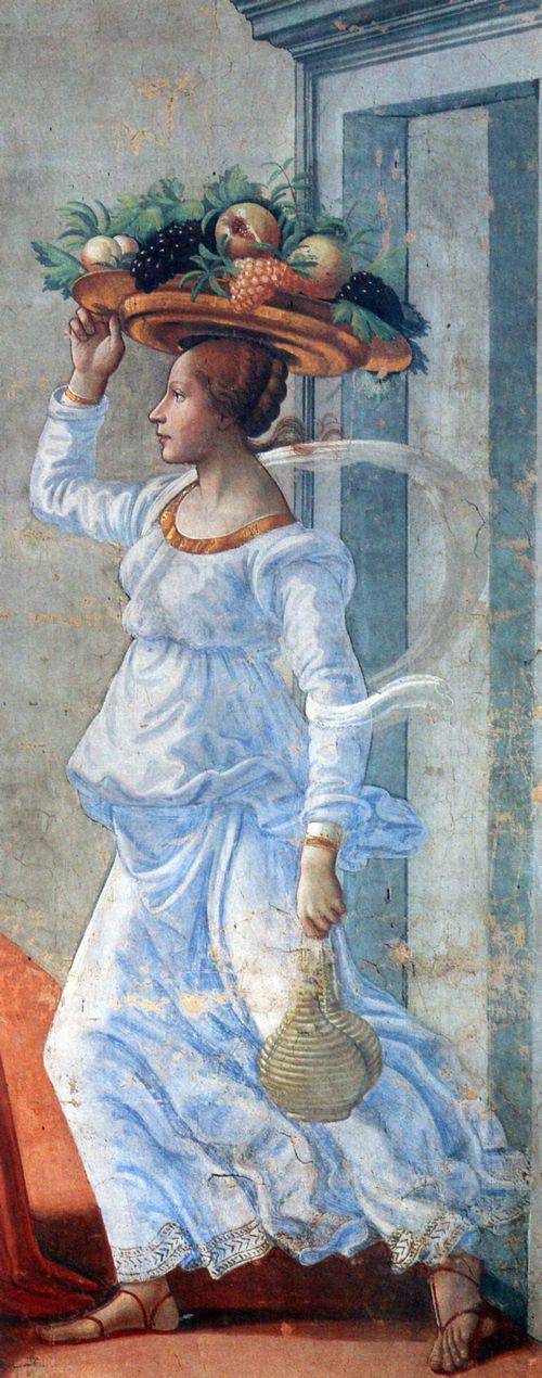 Ghirlandaio, Domenico: Florenz, Santa Maria Novella: Geschichten aus dem Leben des Tufers: Die Geburt des Hl. Johannes, Details